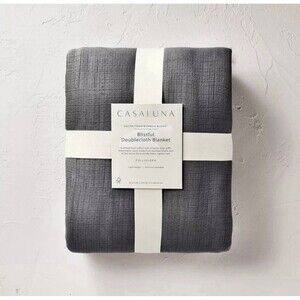 Casaluna Full/Queen Rayon from Bamboo Matelasse Blanket Dark Gray NEW